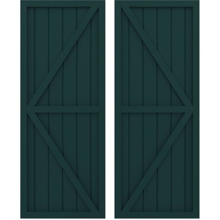 Americraft 6-Board Wood 2 Equal Panel Frmd Board-n-Batten Shutters W/ Dubl Z-Bar, ARW102BF621X84FGH